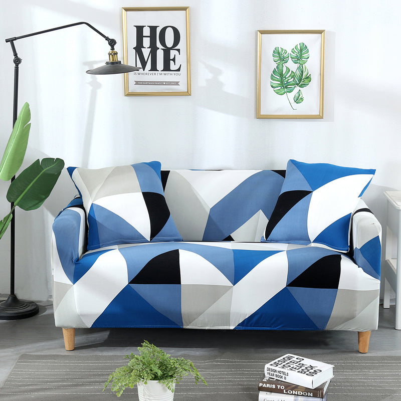 HKM-984915 Elastic Polyester Sofa Cover in Modern Striped Design