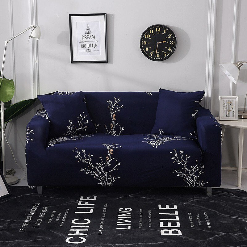 HKM-984915 Elastic Polyester Sofa Cover in Modern Striped Design