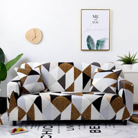 HKM-984915 Elastic Polyester Sofa Cover in Modern Striped Design