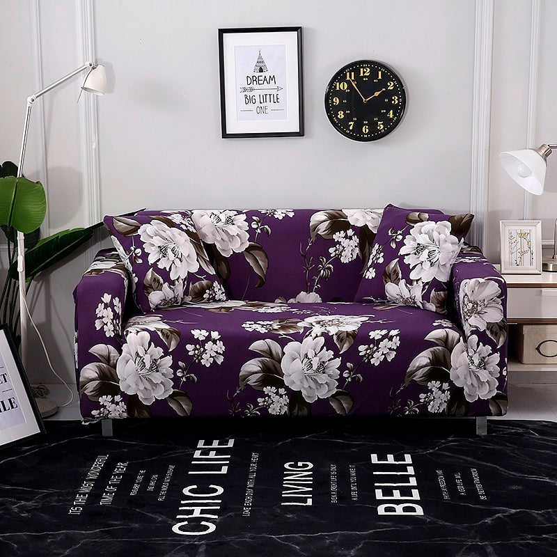 HKM-984915 Elastic Polyester Sofa Cover in Modern Striped Design