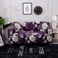 HKM-984915 Elastic Polyester Sofa Cover in Modern Striped Design
