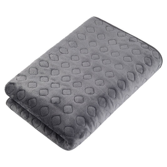 HKM-984979 Flannel Electric Blanket for All Seasons - Cozy Heated Warm Quilt in Grey, Green, and Begonia Red