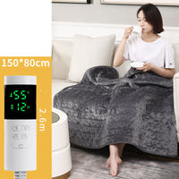HKM-984979 Flannel Electric Blanket for All Seasons - Cozy Heated Warm Quilt in Grey, Green, and Begonia Red