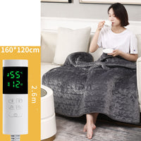 HKM-984979 Flannel Electric Blanket for All Seasons - Cozy Heated Warm Quilt in Grey, Green, and Begonia Red