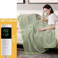 HKM-984979 Flannel Electric Blanket for All Seasons - Cozy Heated Warm Quilt in Grey, Green, and Begonia Red
