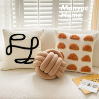 HKM-985107 Nordic Puff Balls Pillow Cushion - 45x45cm Semicircle and Geometric Design in Milk Tea