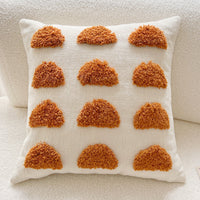 HKM-985107 Nordic Puff Balls Pillow Cushion - 45x45cm Semicircle and Geometric Design in Milk Tea
