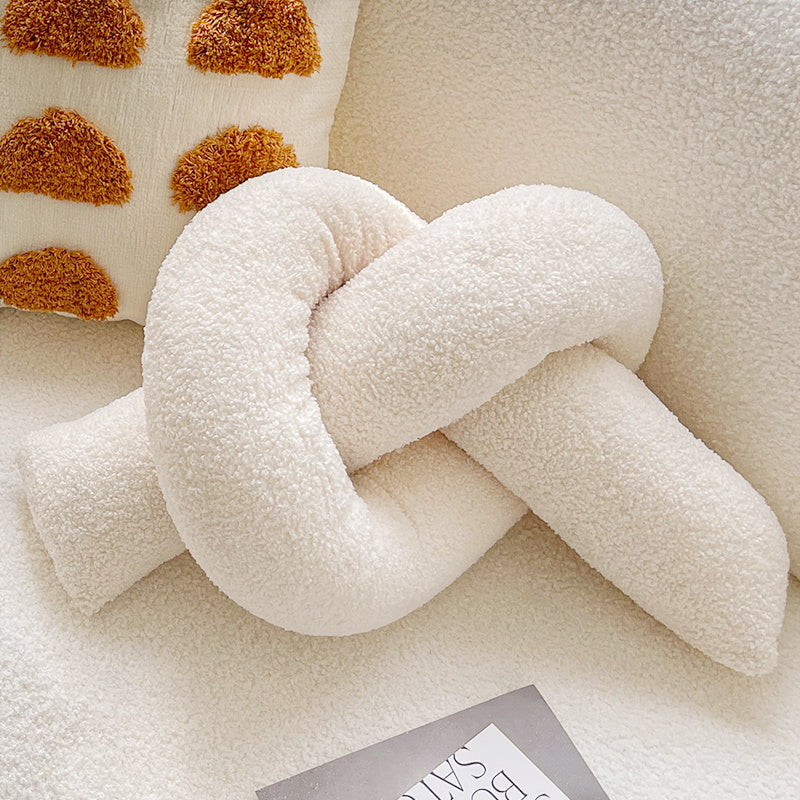 HKM-985107 Nordic Puff Balls Pillow Cushion - 45x45cm Semicircle and Geometric Design in Milk Tea