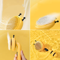 HKM-985235 Bee-Shaped Pet Comb for Cats – Fine Needle Hair Removal Tool in Yellow, Black, and Pink