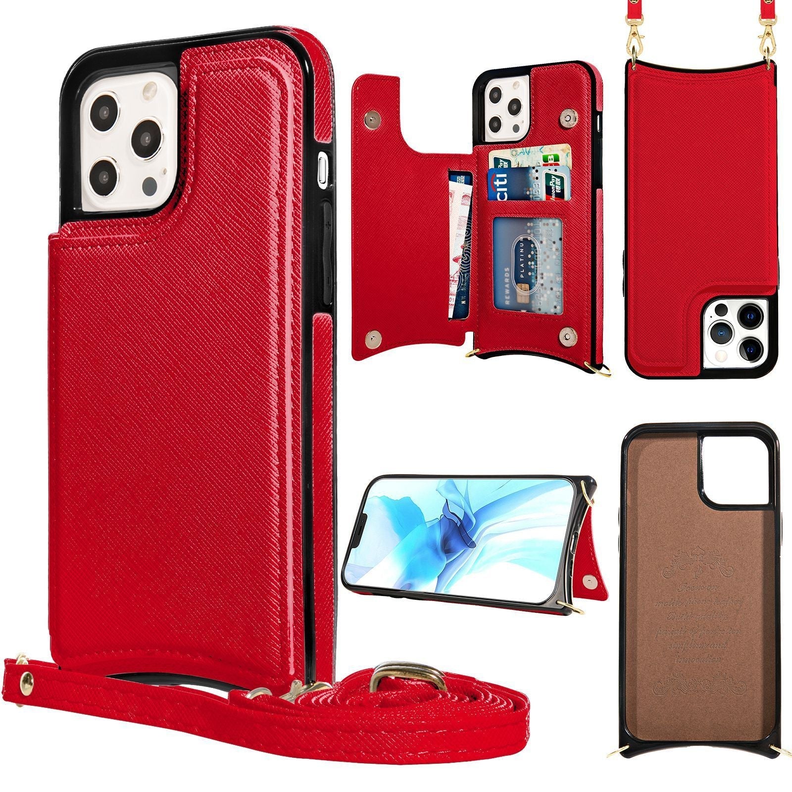 HKM-985235 Leather Card Holder Case with Cross Pattern for iPhone Models