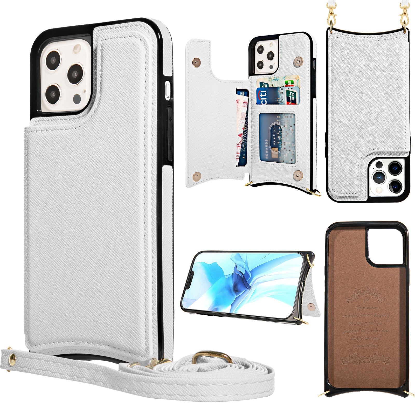 HKM-985235 Leather Card Holder Case with Cross Pattern for iPhone Models