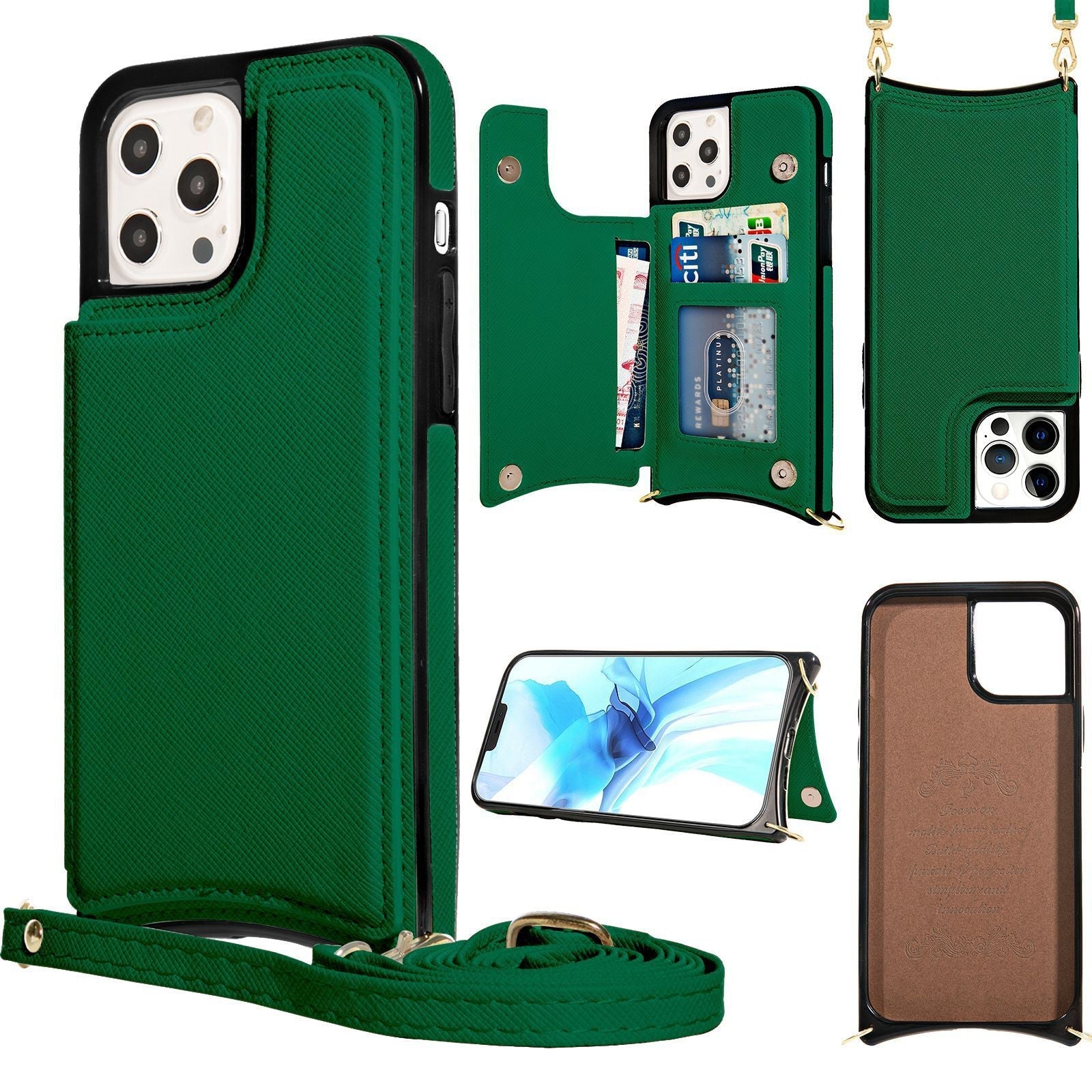 HKM-985235 Leather Card Holder Case with Cross Pattern for iPhone Models