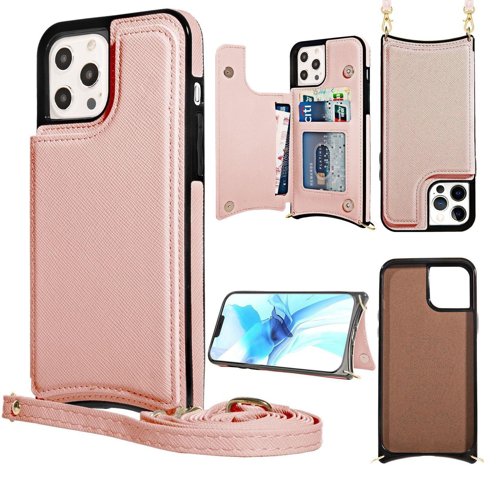 HKM-985235 Leather Card Holder Case with Cross Pattern for iPhone Models