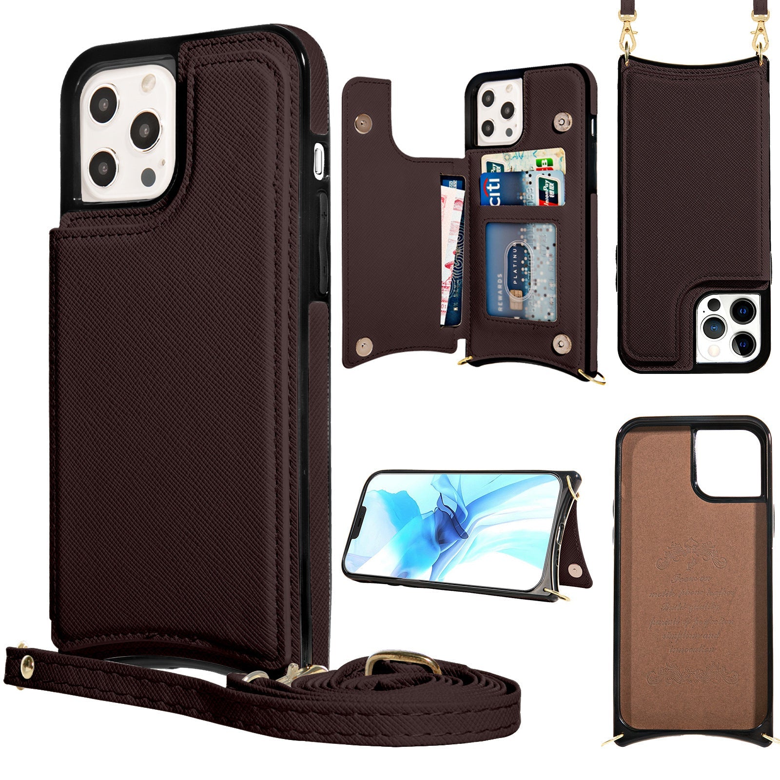 HKM-985235 Leather Card Holder Case with Cross Pattern for iPhone Models