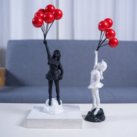HKM-985235 Little Girl With Balloon Resin Art Sculpture for Modern Living Room Décor