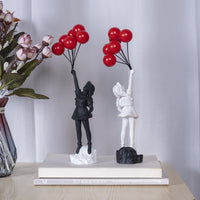 HKM-985235 Little Girl With Balloon Resin Art Sculpture for Modern Living Room Décor