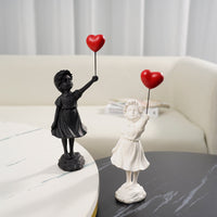 HKM-985235 Little Girl With Balloon Resin Art Sculpture for Modern Living Room Décor