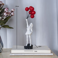 HKM-985235 Little Girl With Balloon Resin Art Sculpture for Modern Living Room Décor