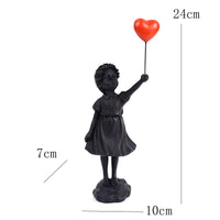 HKM-985235 Little Girl With Balloon Resin Art Sculpture for Modern Living Room Décor