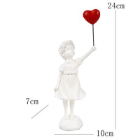 HKM-985235 Little Girl With Balloon Resin Art Sculpture for Modern Living Room Décor