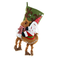 HKM-985427 Large Three-Dimensional Christmas Gift Bag - Santa Claus & Snowman Design, Cloth Material, Festive Decoration
