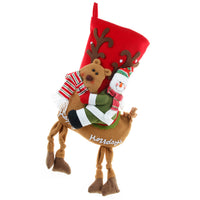 HKM-985427 Large Three-Dimensional Christmas Gift Bag - Santa Claus & Snowman Design, Cloth Material, Festive Decoration