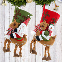 HKM-985427 Large Three-Dimensional Christmas Gift Bag - Santa Claus & Snowman Design, Cloth Material, Festive Decoration
