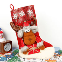 HKM-985427 Large Three-Dimensional Christmas Gift Bag - Santa Claus & Snowman Design, Cloth Material, Festive Decoration