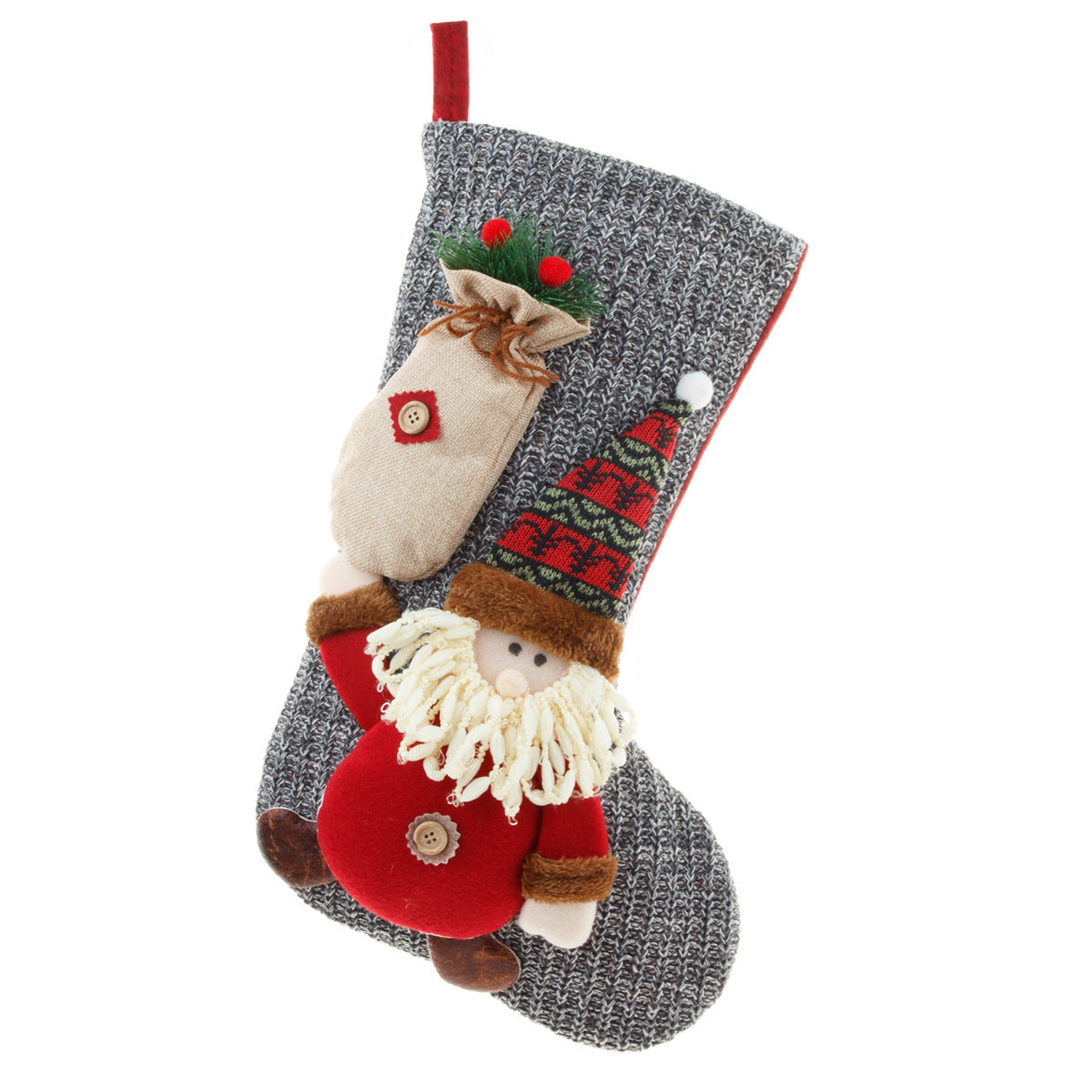 HKM-985427 Large Three-Dimensional Christmas Gift Bag - Santa Claus & Snowman Design, Cloth Material, Festive Decoration