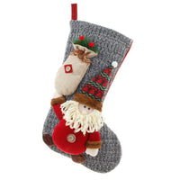 HKM-985427 Large Three-Dimensional Christmas Gift Bag - Santa Claus & Snowman Design, Cloth Material, Festive Decoration