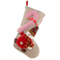HKM-985427 Large Three-Dimensional Christmas Gift Bag - Santa Claus & Snowman Design, Cloth Material, Festive Decoration