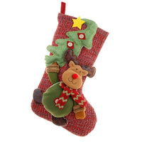 HKM-985427 Large Three-Dimensional Christmas Gift Bag - Santa Claus & Snowman Design, Cloth Material, Festive Decoration
