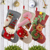 HKM-985427 Large Three-Dimensional Christmas Gift Bag - Santa Claus & Snowman Design, Cloth Material, Festive Decoration
