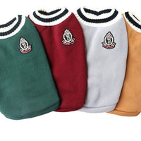 HKM-985555 V-Collar Knitted Dog Sweater in Wine Red, Khaki, Green, Gray - Stylish & Cozy Pet Clothing