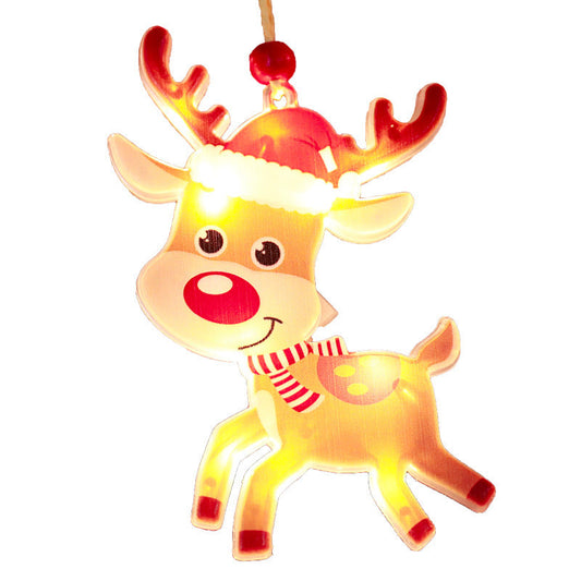 HKM-985747 Christmas Decor Colored Lights - Elk, Snowman, Tree, Stockings & More for Festive Atmosphere