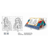 HKM-985875 Customized 2 in 1 Paper Jigsaw Puzzle and Coloring Kit for Ages 6 and Up