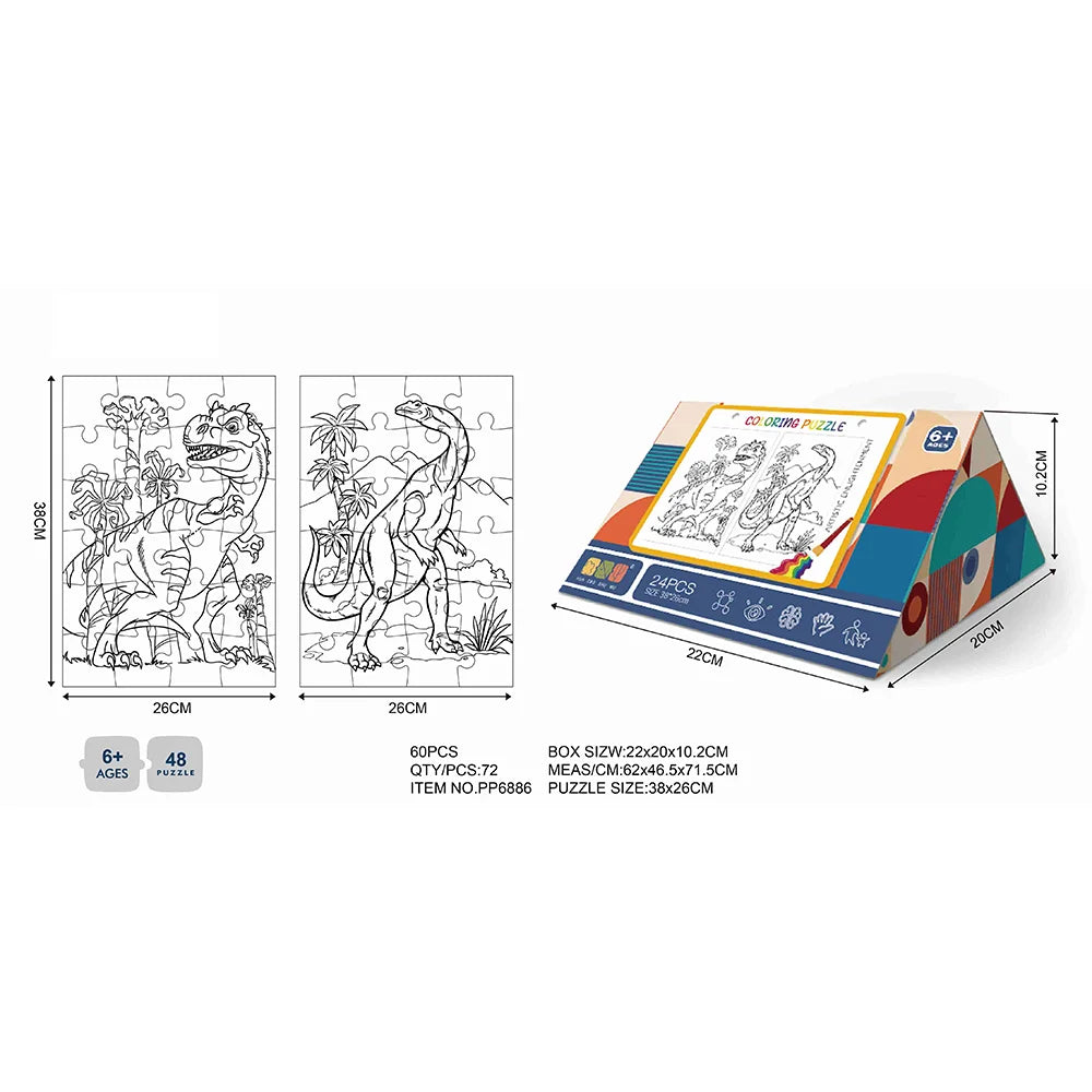 HKM-985875 Customized 2 in 1 Paper Jigsaw Puzzle and Coloring Kit for Ages 6 and Up