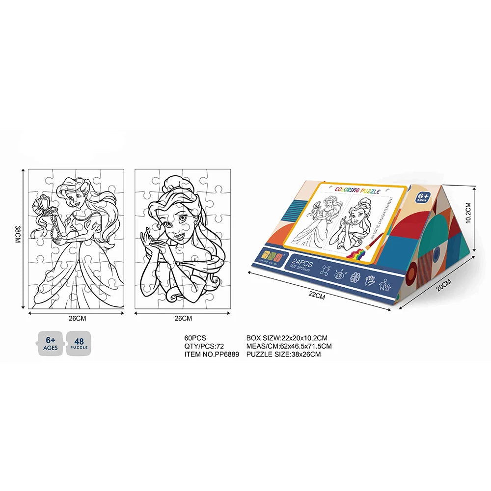 HKM-985875 Customized 2 in 1 Paper Jigsaw Puzzle and Coloring Kit for Ages 6 and Up