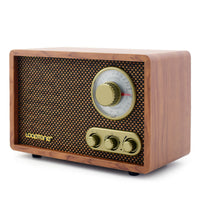 HKM-986003 Wooden Retro Bluetooth Radio with FM/AM, Adjustable Tone, and External Antenna