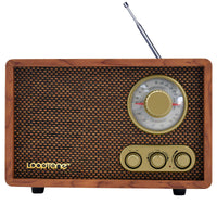HKM-986003 Wooden Retro Bluetooth Radio with FM/AM, Adjustable Tone, and External Antenna