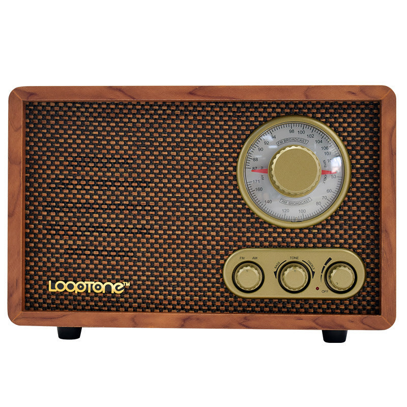 HKM-986003 Wooden Retro Bluetooth Radio with FM/AM, Adjustable Tone, and External Antenna