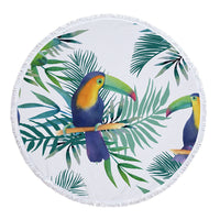 HKM-986131 Tropical Leaves Microfiber Round Beach Towel - 150cm x 150cm