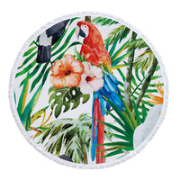 HKM-986131 Tropical Leaves Microfiber Round Beach Towel - 150cm x 150cm