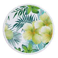 HKM-986131 Tropical Leaves Microfiber Round Beach Towel - 150cm x 150cm