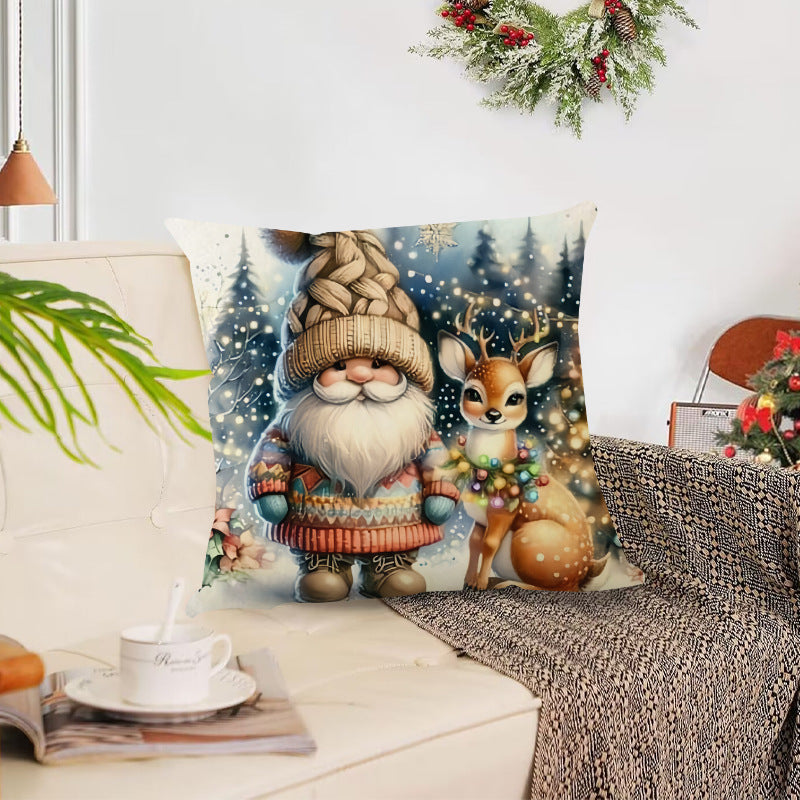 HKM-986259 Christmas Cartoon Pillow Cover for Living Room Decor - 45x45cm, Multiple Styles Available