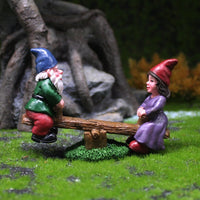HKM-986259 Dwarf Seesaw Resin Ornament for Creative Garden Micro Landscape Decor