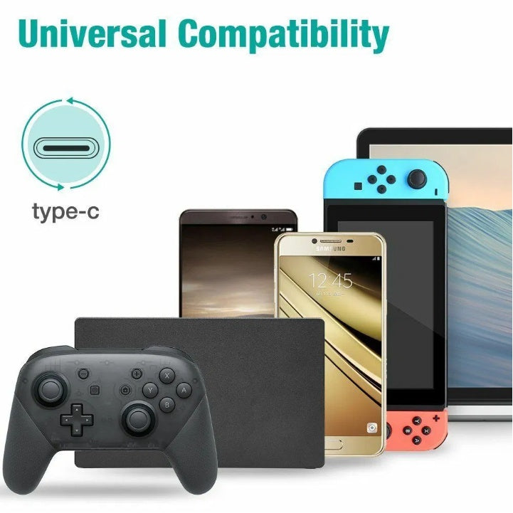 HKM-986323 Universal AC Power Supply Adapter for Nintendo Switch - Fast Charging 2.4A, 5ft Tangle-Free Cable, USB-C Connector