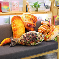 HKM-986515 Food-Themed Plush Pillows - Creative Simulation Designs of Chicken Leg, Grilled Fish, Shrimp, Squid, and Chicken Wings