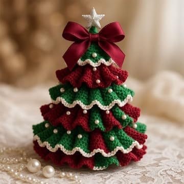 HKM-986579 Crochet Christmas Tree Decoration DIY Material Package - Knitted Festive Ornaments in Various Colors