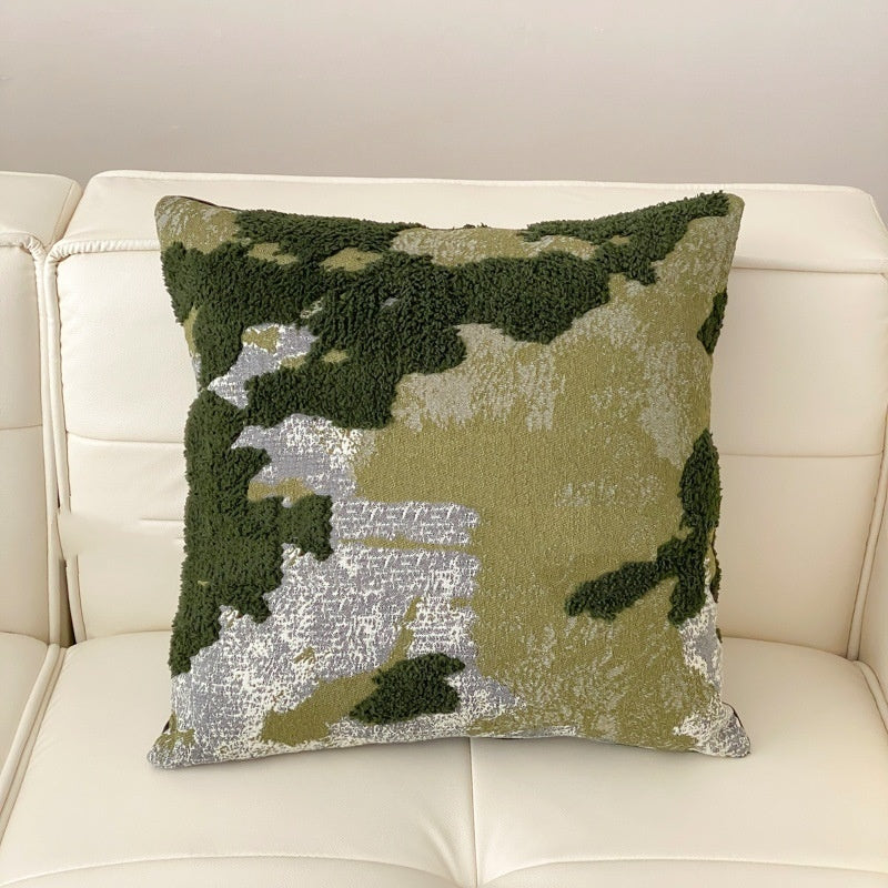 HKM-986579 Elegant Green Bamboo Pattern Pillowcase - 45x45cm with Floral Design